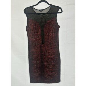 Timing Dress Women’s Size Large Black Burgundy Sheer Dress